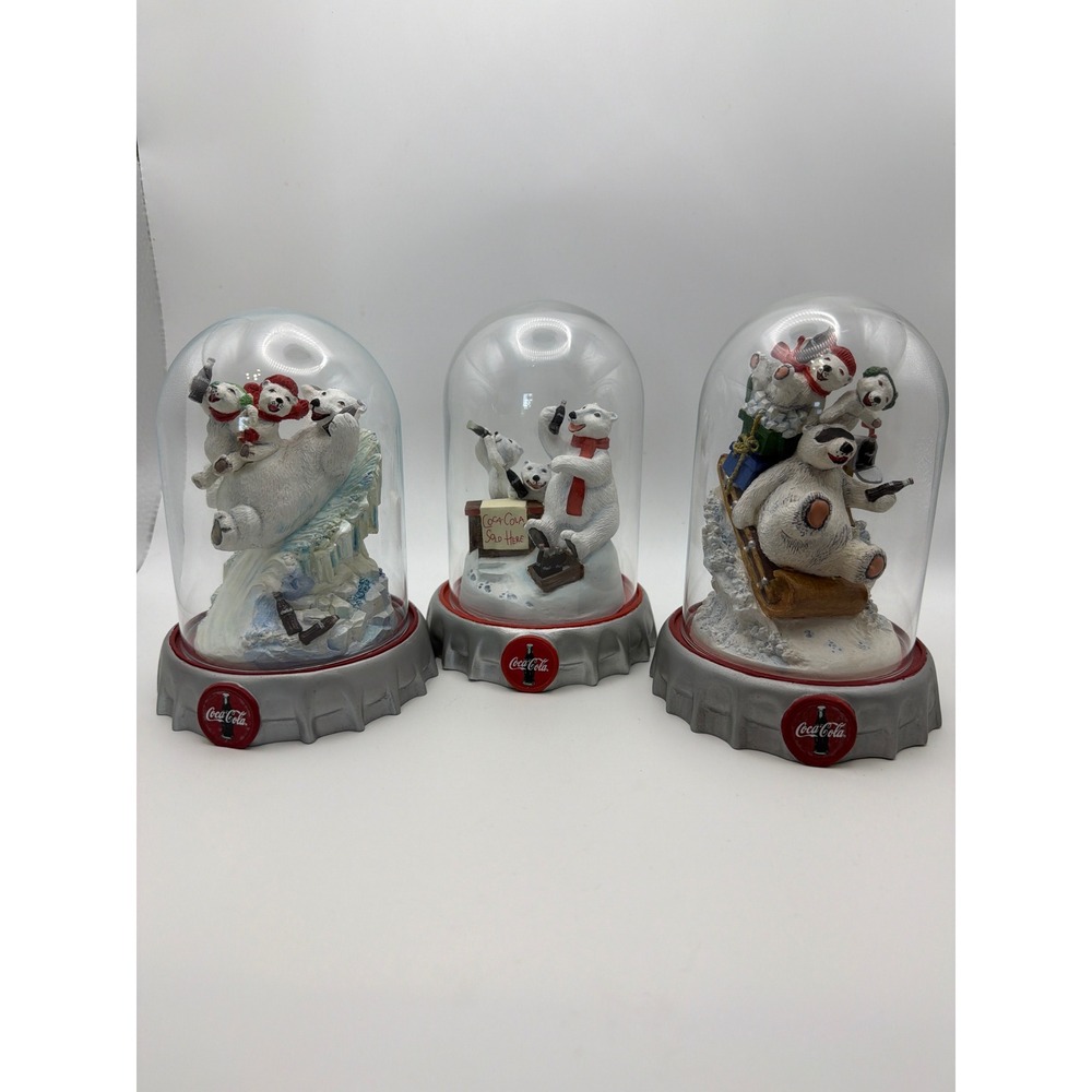 Vintage 1996 Coca-Cola Polar Bears Franklin Mint Figurines Set of 3 Limited Ed
